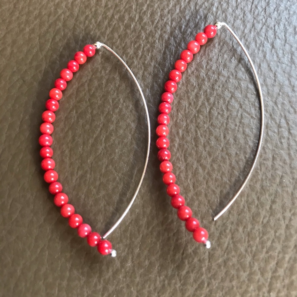 🧡🧡Unique Coral & Sterling Silver Earrings🧡🧡